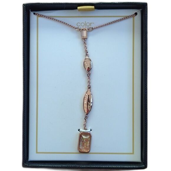 Color Street 18" Rose Gold Colored Triple Station Necklace Tokyo Lights - Picture 3 of 8